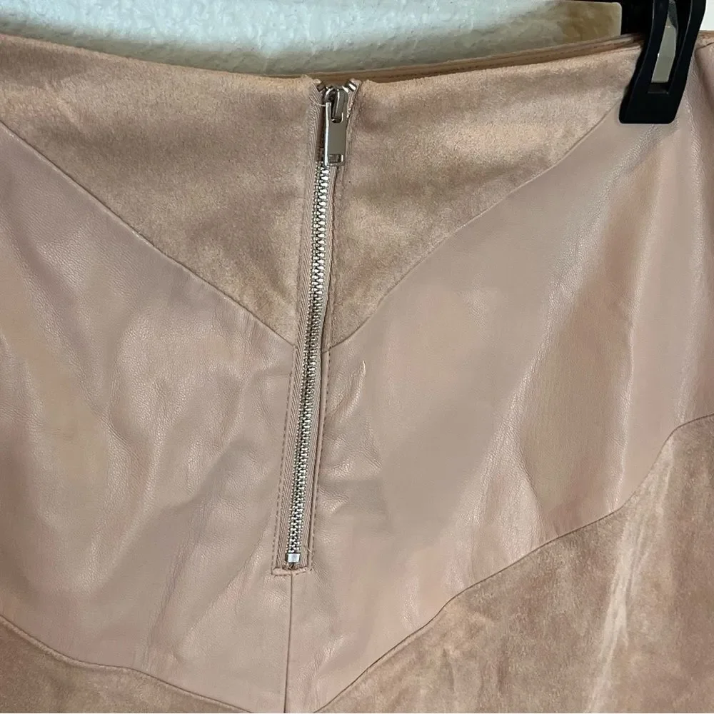 Zara Basic Mixed Faux Leather A-Line Mini Skirt in Soft Pink size Medium